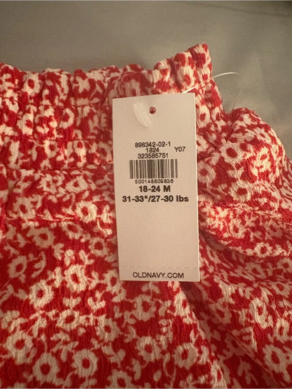 Old Navy Red and White Floral Ruffled Skirt